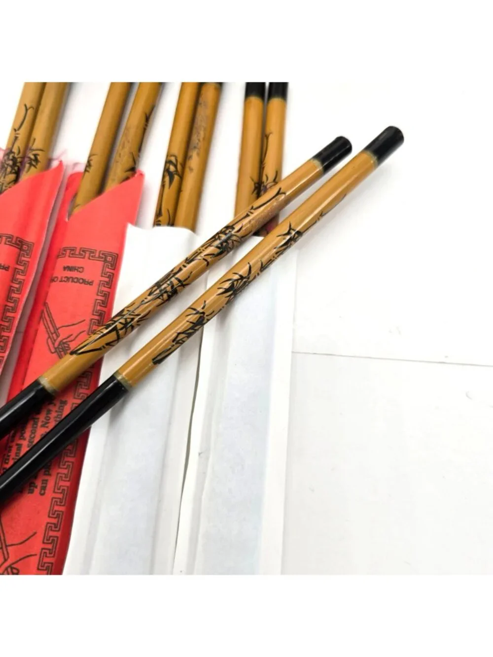 Vintage Bamboo Chopsticks With Wooden Rest Holder Set Of 5 je180